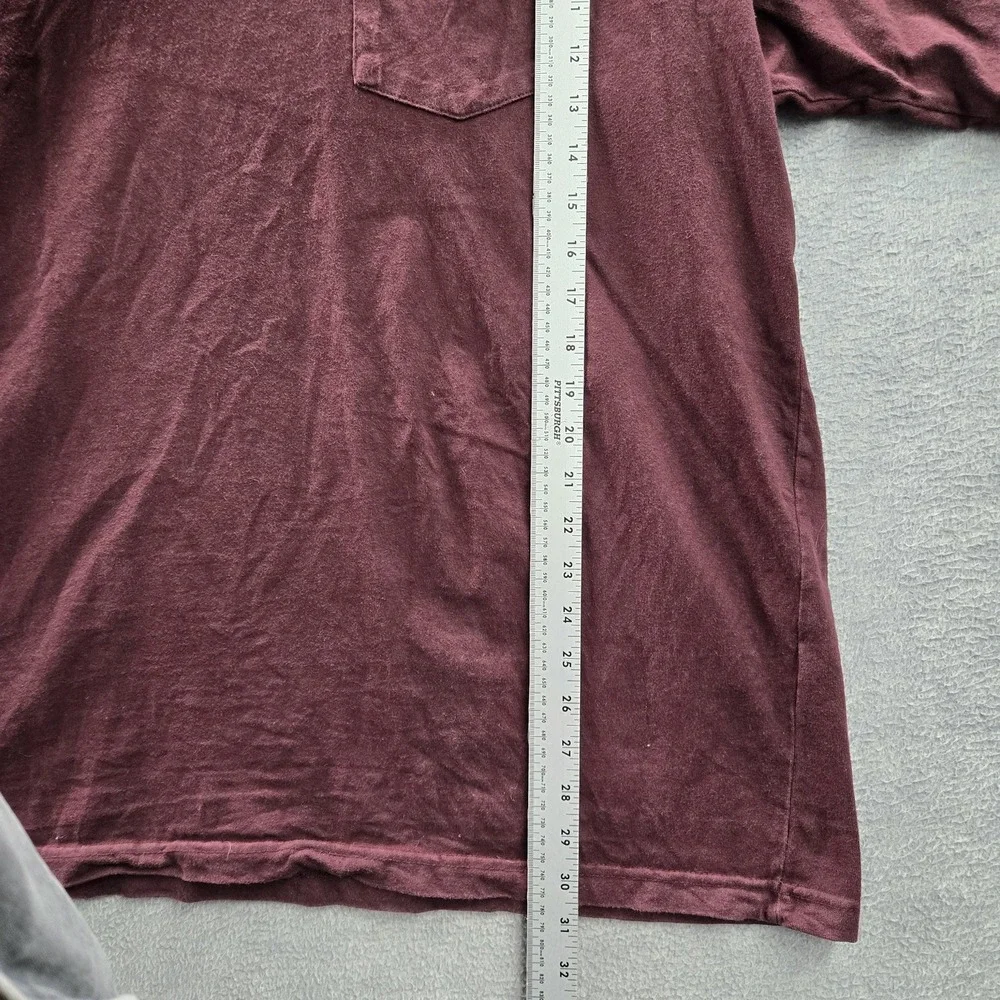 Carhartt Men Shirt XL Red K87 Long‎ Sleeve Pocket Shirt Logo Short